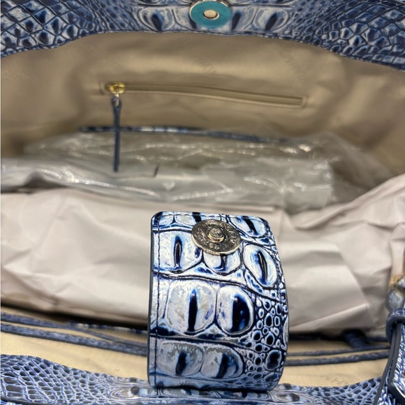 Brahmin Leather Large Tote Style Bag Coastal Blue Melbourne - Picture 10 of 16